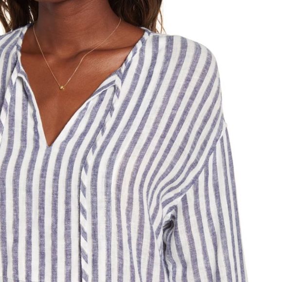 Rails Rio Blue White Stripe Nina Linen Blend Blouse NWT size XS - Picture 3 of 16